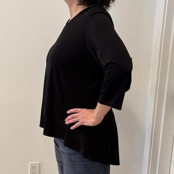 🎁 Holiday Special, 2/$40, 3/$48 🎁 black tunic, 3/4 sleeves, high-low hem, XL - Picture 3 of 7
